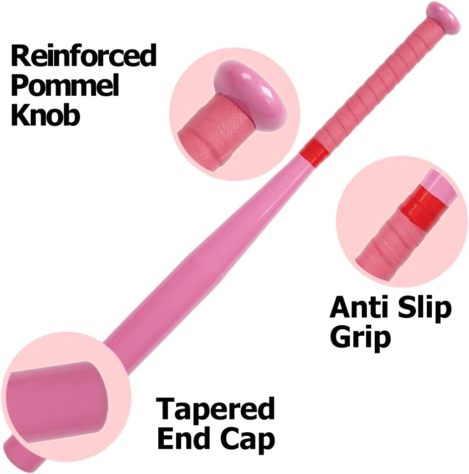 مضرب بيسبول من الألومنيوم الوردي بسعر المصنع - 25/28/30/32/34 بوصة - لكرة T، والدفاع عن النفس، والتدريب وأمن المنزل