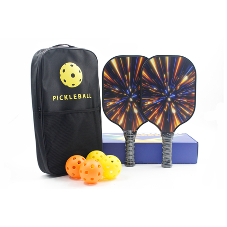مجاذيف كرة المخلل بسعر المصنع، سطح الألياف الزجاجية، مجموعة كرة المخلل مع 4 كرات وحقيبة كرة المخلل للبيع بالكامل
